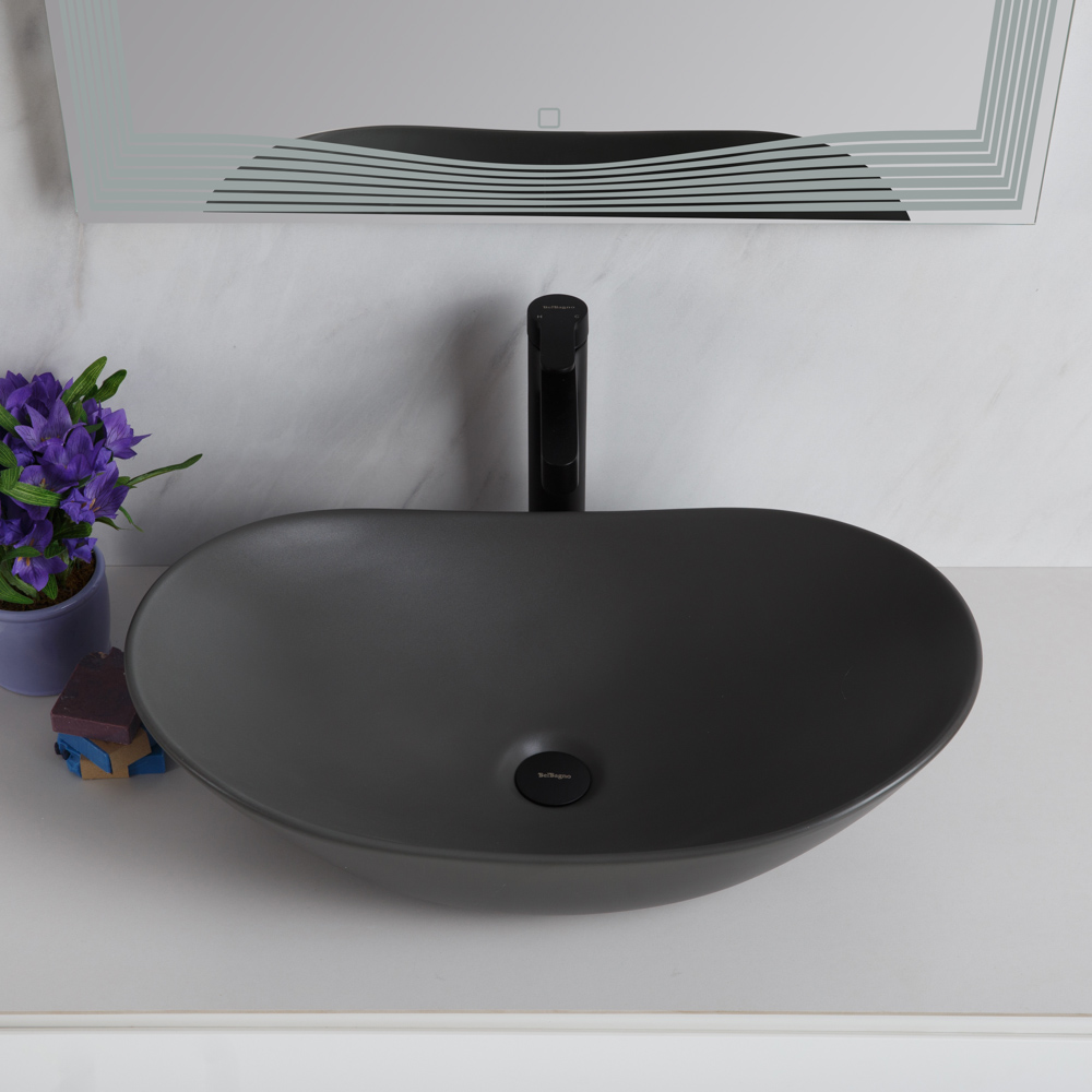 Приобрести belbagno накладная раковина 60х36 см, серая матовая bb1404-h311