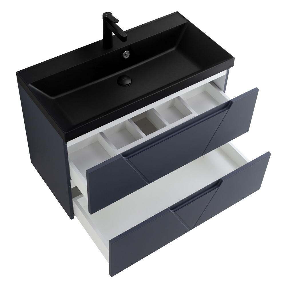 Приобрести belbagno тумба с раковиной vittoria 100 см, подвесная grigio opaco, чёрная раковина