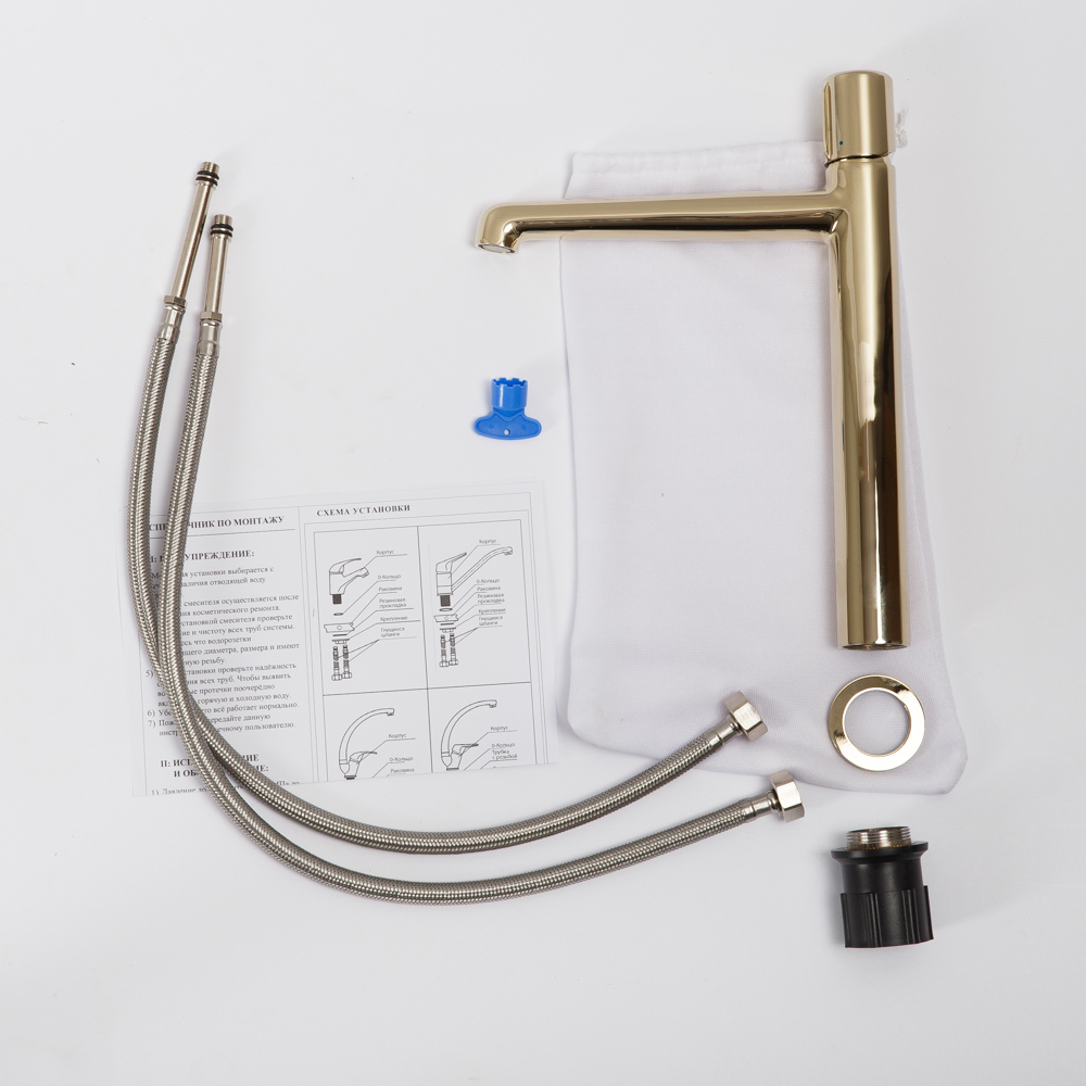 Приобрести belbagno смеситель для раковины uno, высокий, золото uno uno-lmc-oro-w0