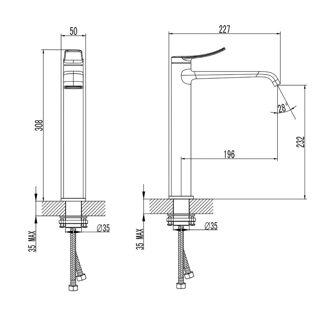 Приобрести смеситель для раковины azario ability 308 мм, высокий, черный az-vqr168r31pa