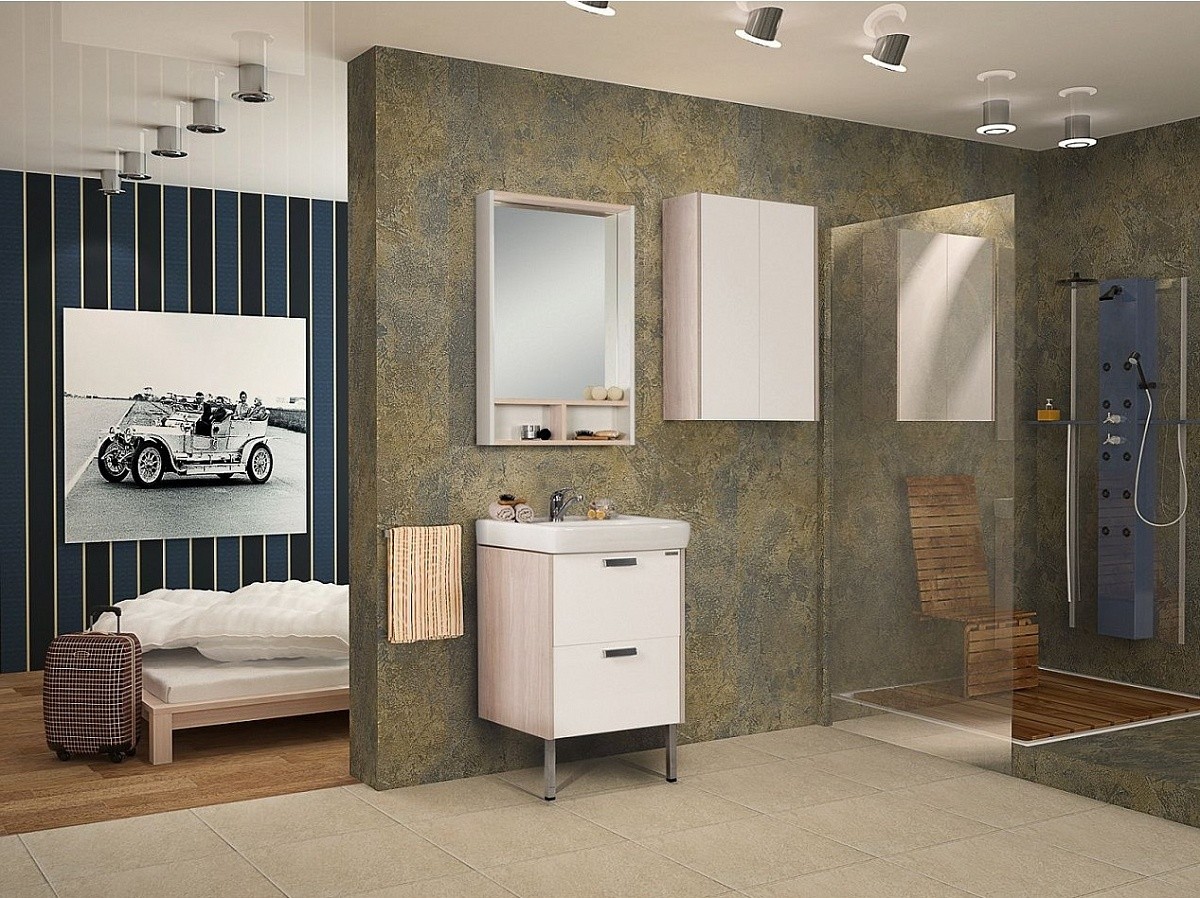 Приобрести йорк 55 зеркало-шкаф (белый/ясень фабрик)