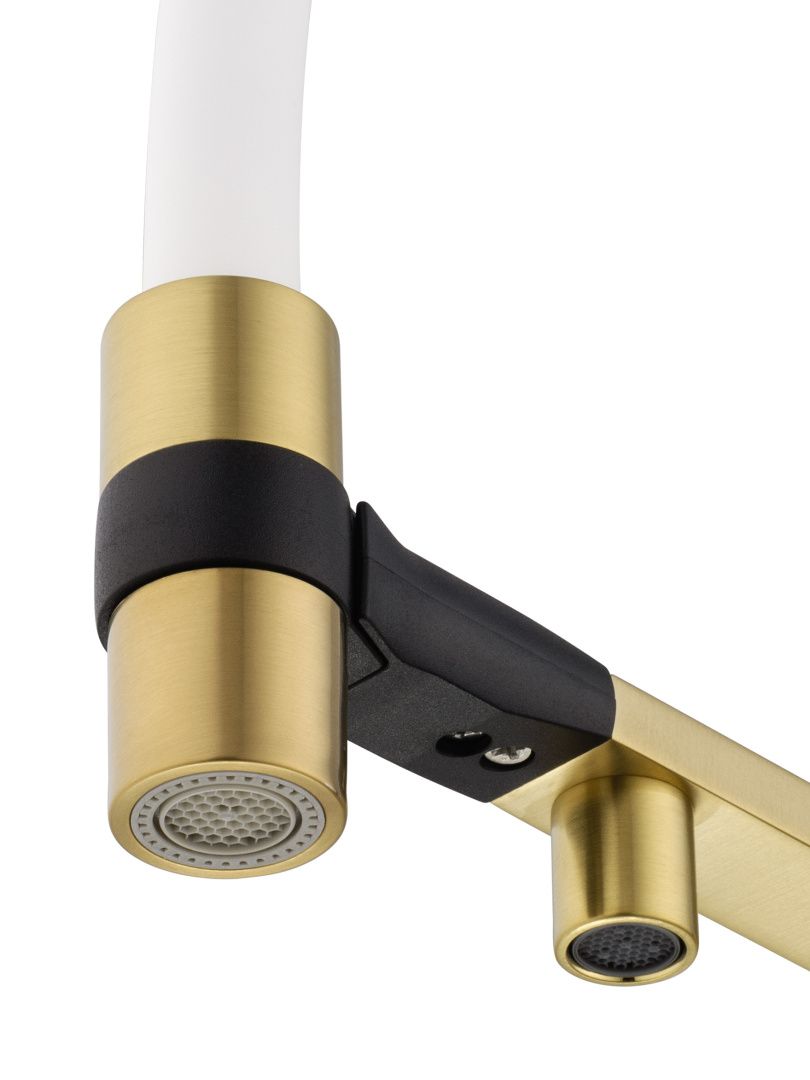 Приобрести смеситель для кухни с гибким изливом и подключением фильтра wonzon & woghand, брашированное золото (ww-88458012-bg（mw))