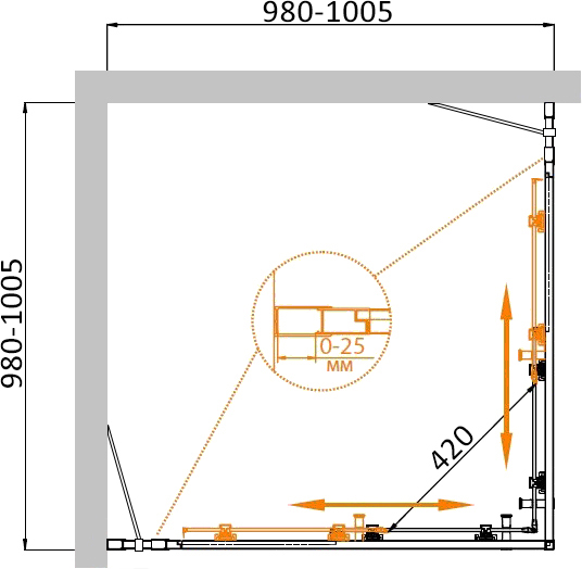 Приобрести cezares душевое ограждение molveno 100х100 см, хром molveno-a-22-80+20-c-cr-iv