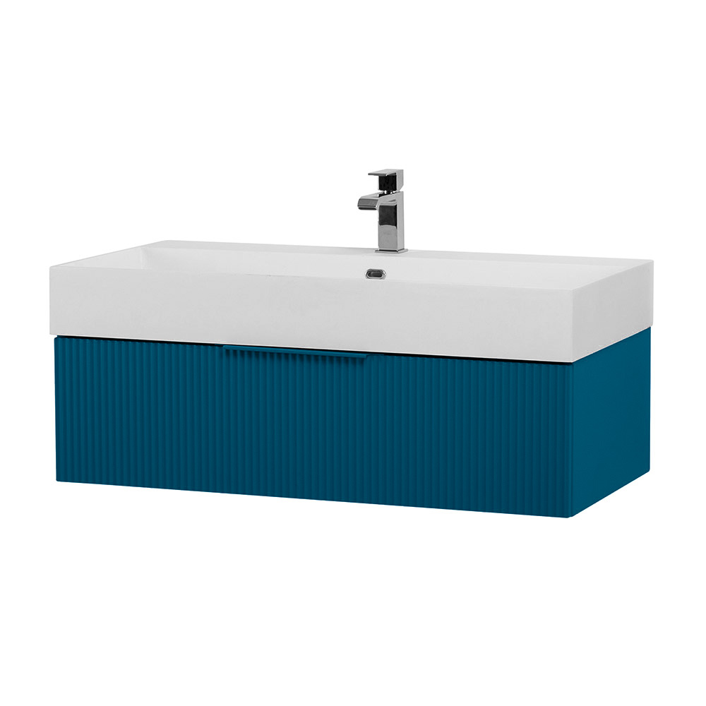 Приобрести cezares тумба подвесная с раковиной premium 90 см plisse blu petrolio, голубая 44423