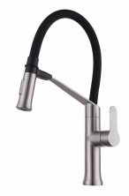 Savol Смеситель для кухни 462мм, гибкий излив, черный\нержавеющая сталь SUS6013-01