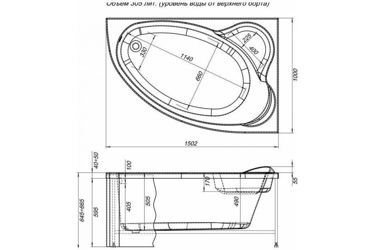 Приобрести aquanet акриловая ванна mayorca 150x100 см, белая, правая