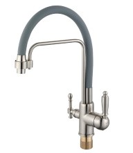 Смеситель для кухни ViEiR Kitchen с гибким изливом, серый сатин V15006G