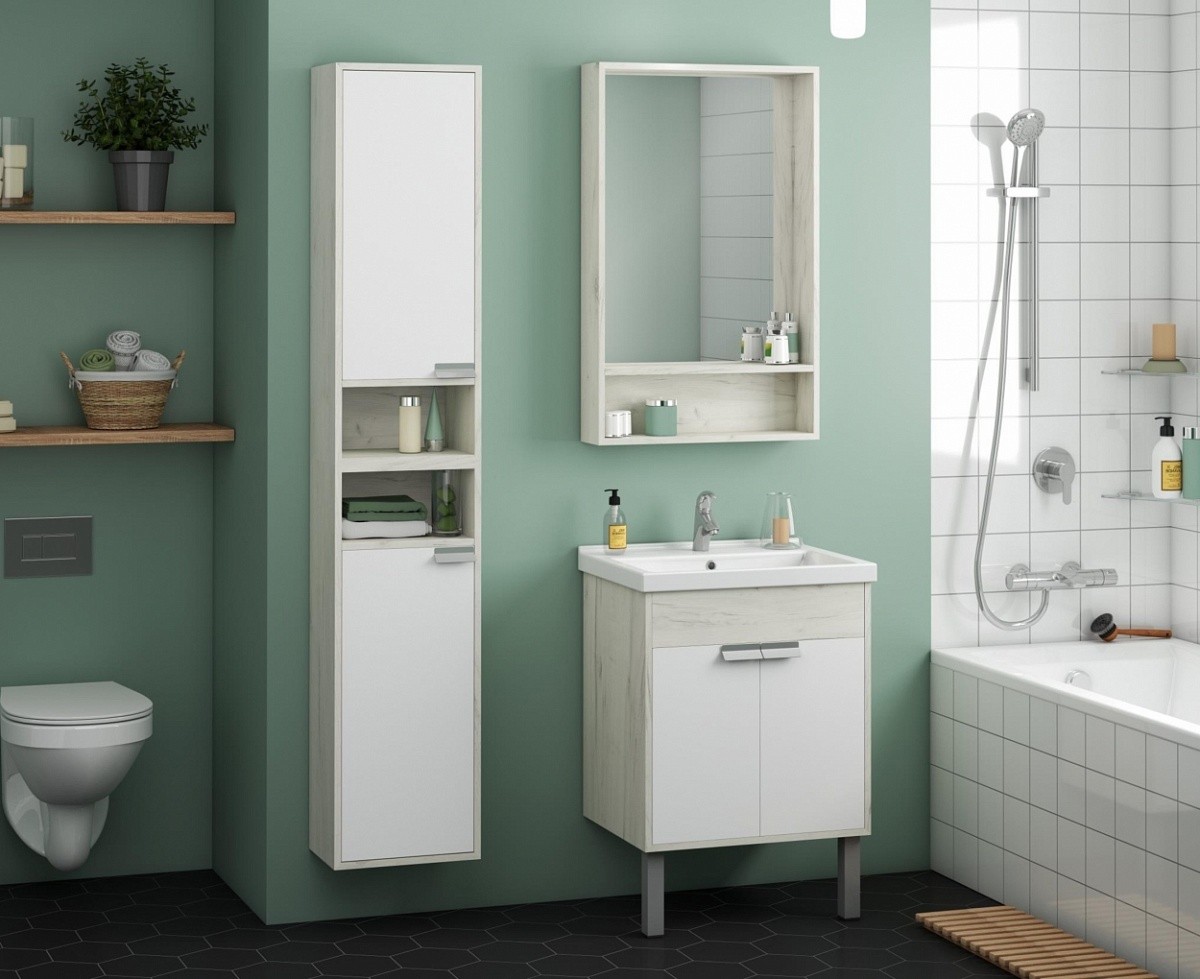 Приобрести акватон флай шкаф одностворчатый белый, дуб крафт левый