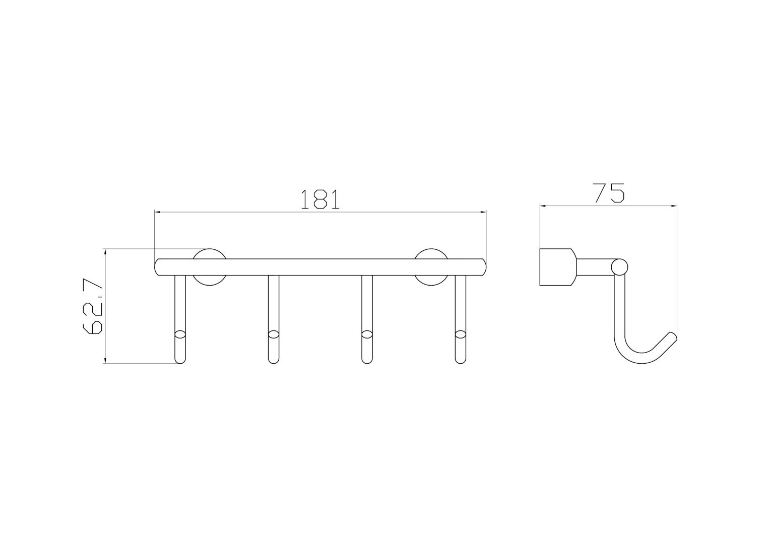 Приобрести вешалка с 4 крючками для ванной wonzon & woghand, хром (ww-9382-4)
