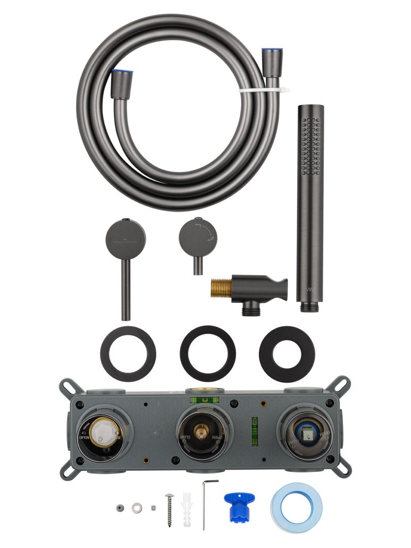 Приобрести смеситель для душевой системы встраиваемый wonzon & woghand stick, темный графит (ww-838017-bgm)