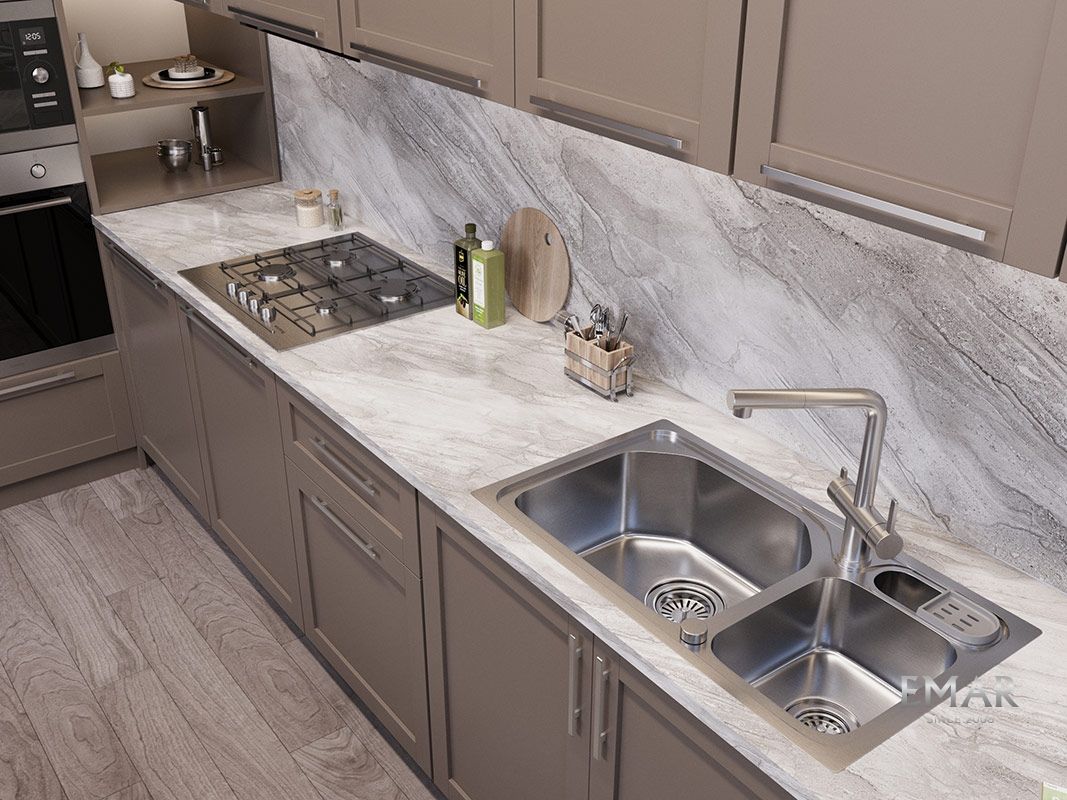 Приобрести oulin кухонная мойка 81х46 см, сатин oulin ol-9818