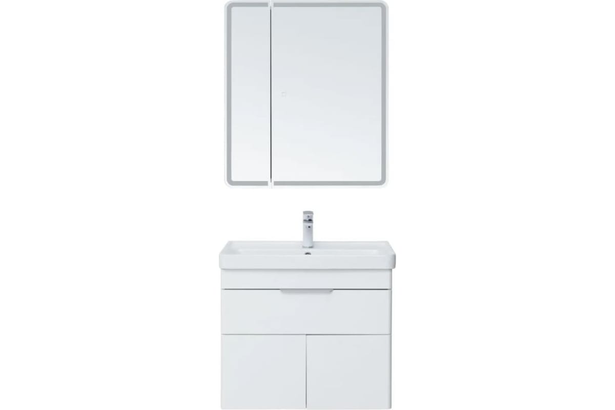 Приобрести aquanet тумба с раковиной ирис new 71 см, белая глянец (1 ящик, 2 дверцы)