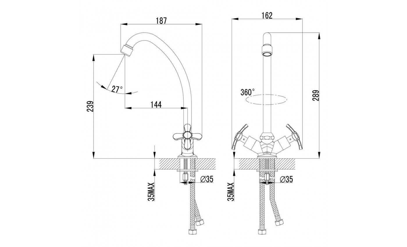 Приобрести lemark смеситель для кухни partner с поворотным изливом, двухвентильный, хром lm6544c