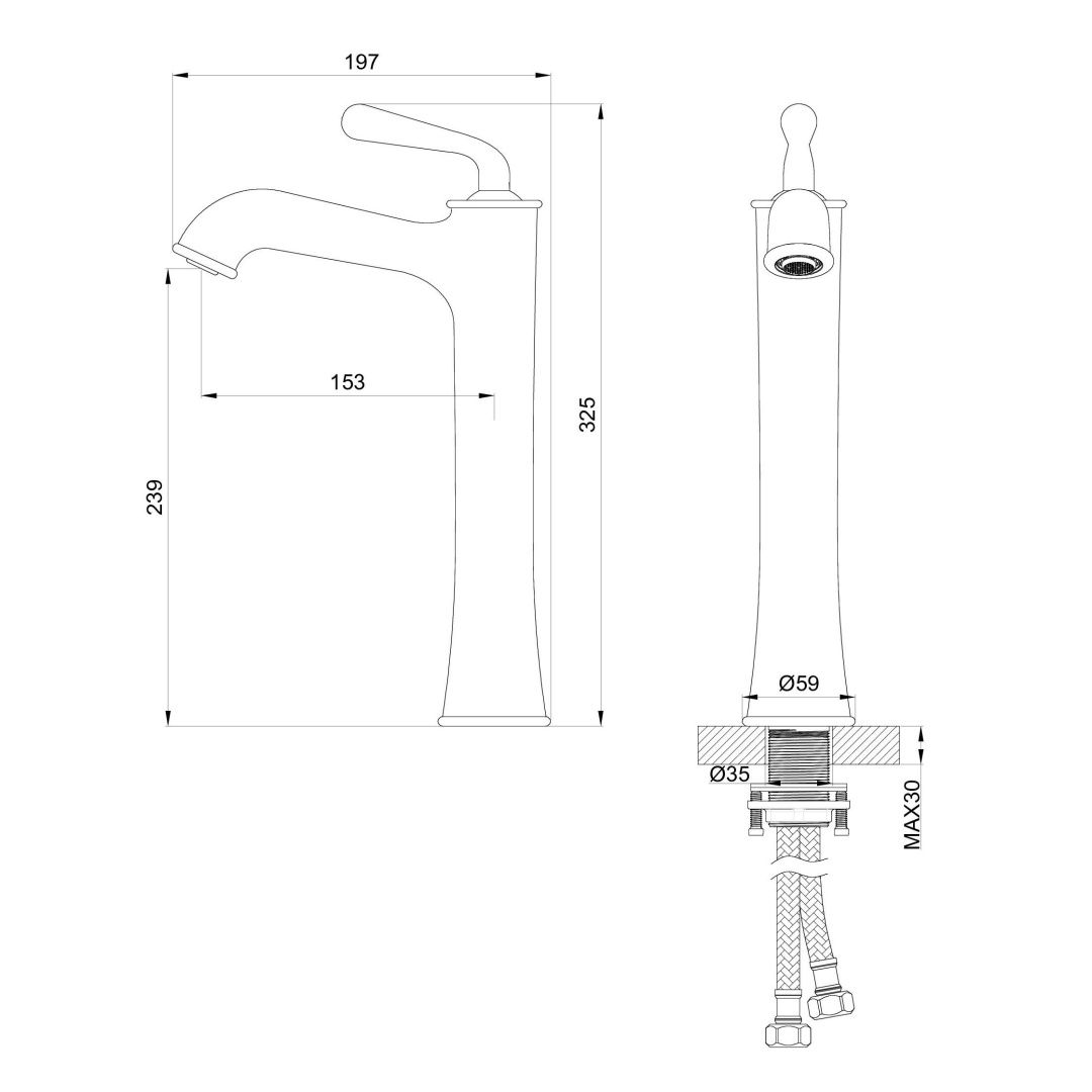 Приобрести смеситель для раковины высокий wonzon & woghand steam, темный графит (ww-88239008-bgm)