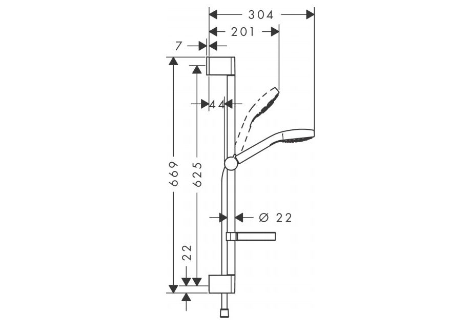 Приобрести 26566400 croma select s набор для душа croma select s vario, 0,65 м, с мыльницей casetta