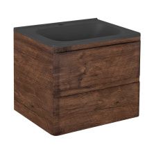 Vincea Тумба подвесная Vico 60 см, темное дерево с черной матовой раковиной VMC-2V600RW;VCB-2VP600B