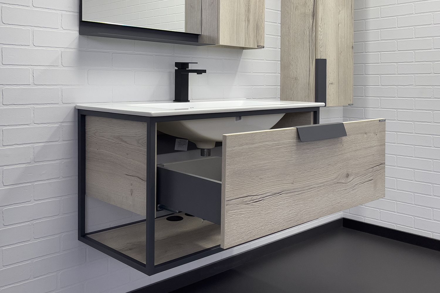 Приобрести сomforty тумба с раковиной бонн 90 графит/дуб дымчатый