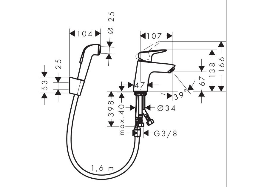 Приобрести 71290000 logis смеситель однорычажный для умывальника с гигиеническим душем 1,6 м