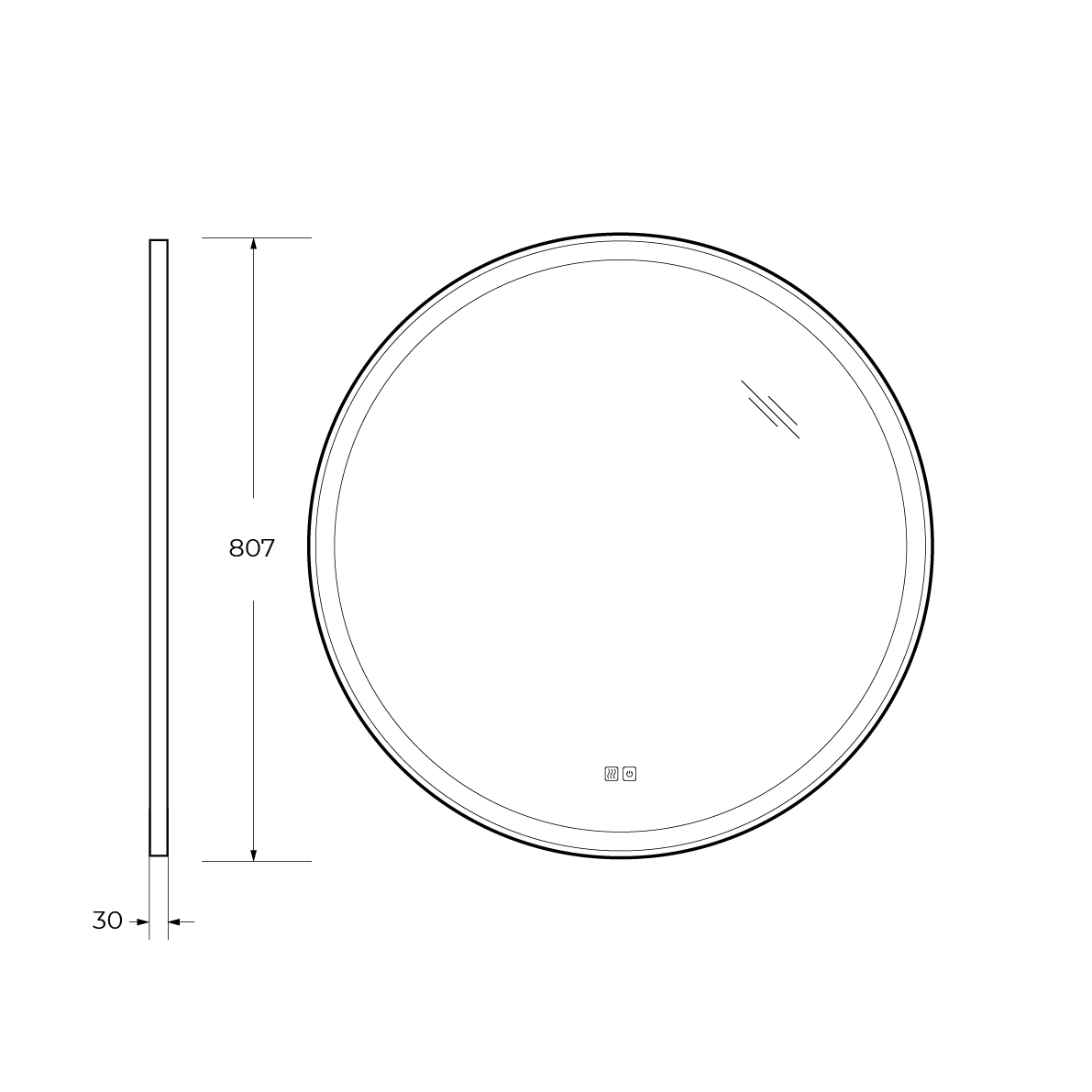 Приобрести cezares зеркало cadro 80х80 см, металлическая рама, подсветка, сенсорное включение, подогрев czr-spc-cadro-800-led-tch-warm