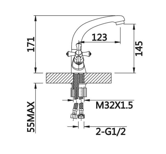 Приобрести cмеситель для раковины vieir pugno 145 мм, хром v210112