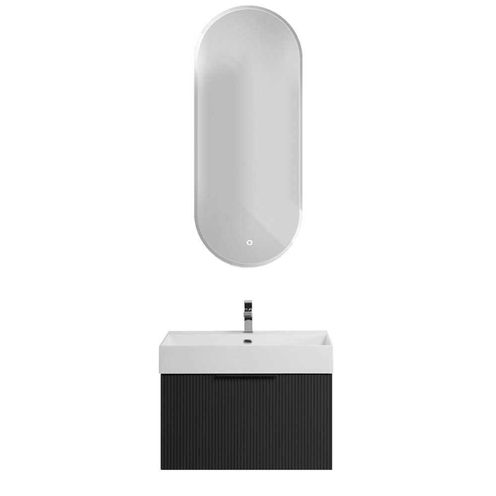 Приобрести cezares тумба подвесная с раковиной premium 70 см plisse nero opaco, черная 55437