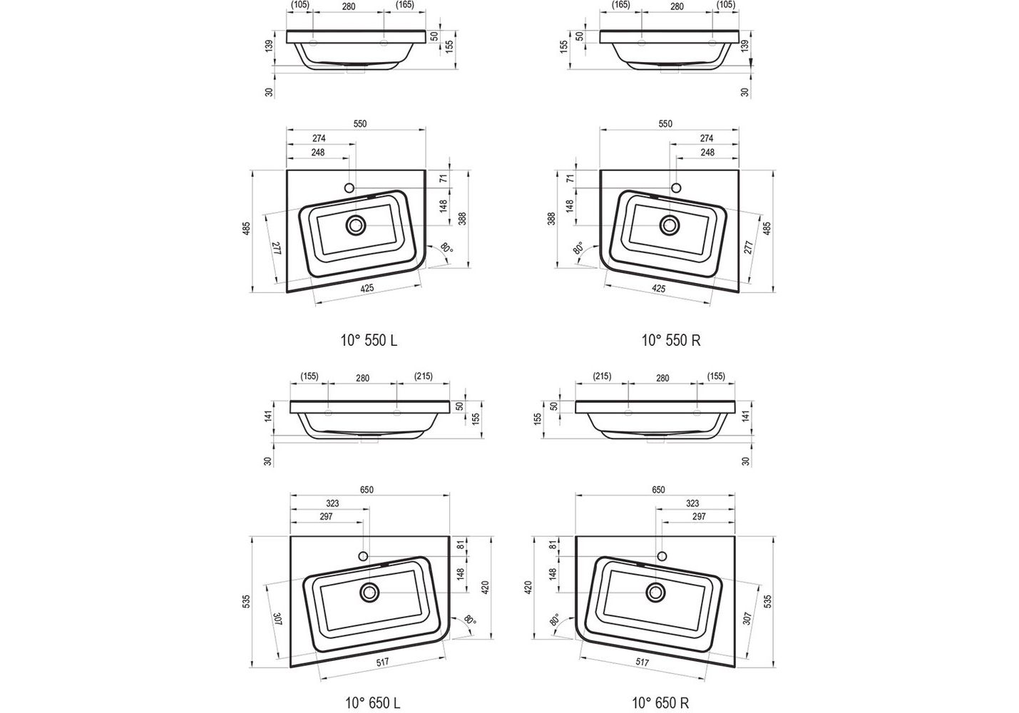 Приобрести умывальник угловой ravak 10° 55х48.5 см r xjip1155000