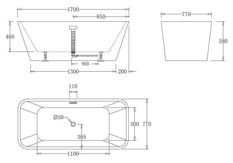 Приобрести ванна акриловая отдельностоящая belbagno 170х75 см, bb60-1700