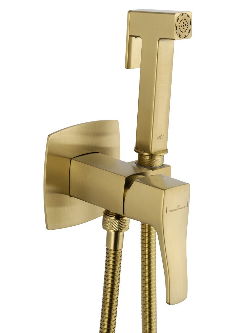 Приобрести смеситель с гигиеническим душем встраиваемый wonzon & woghand flex, брашированное золото (ww-88829072-bg)