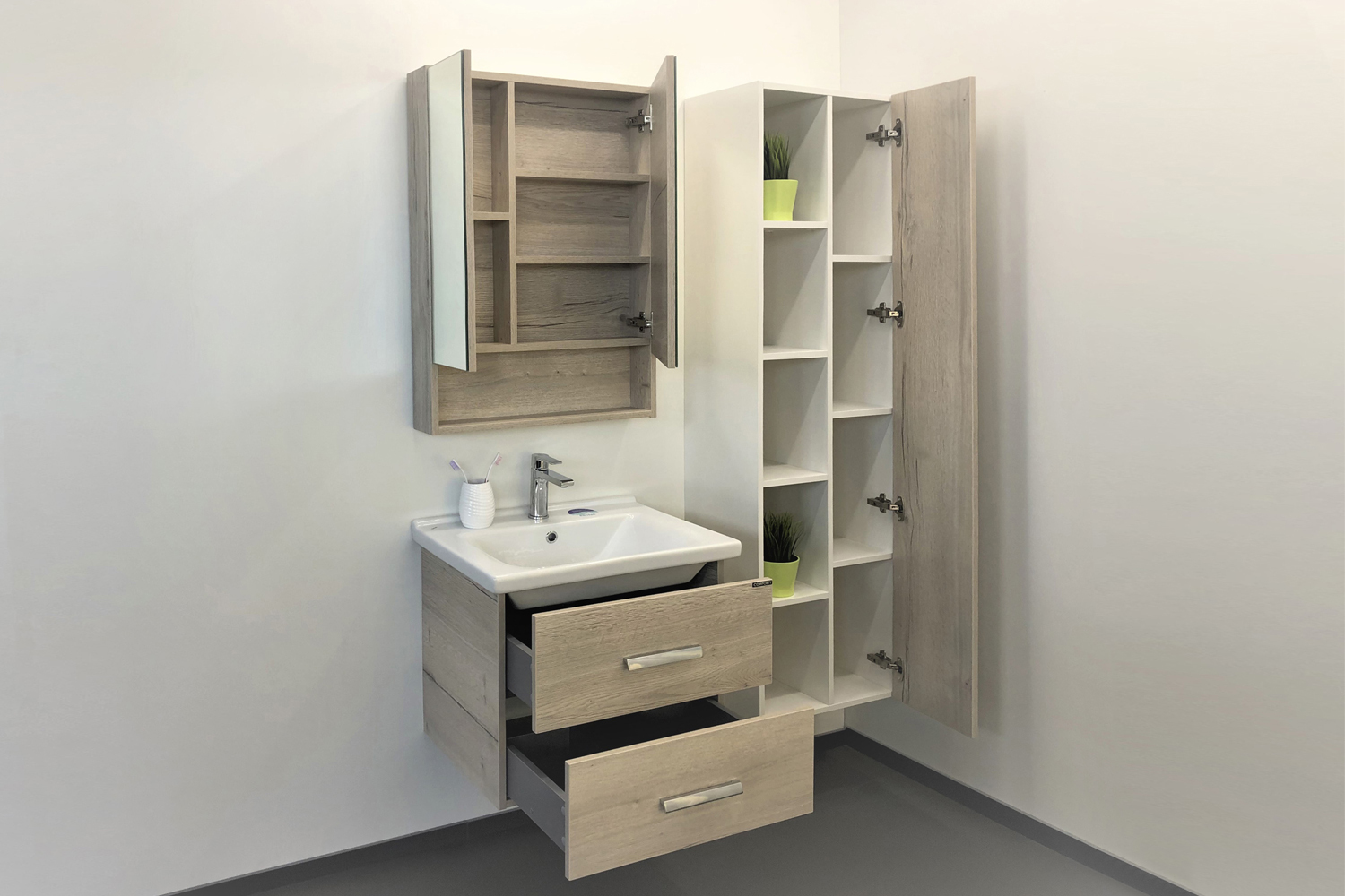 Приобрести сomforty тумба с раковиной "парма-60" дуб дымчатый