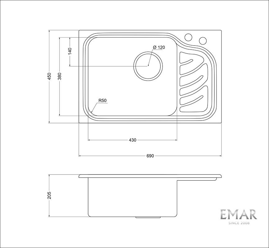 Приобрести oulin кухонная мойка 69х45 см, левостороняя, сатин oulin ol-327l