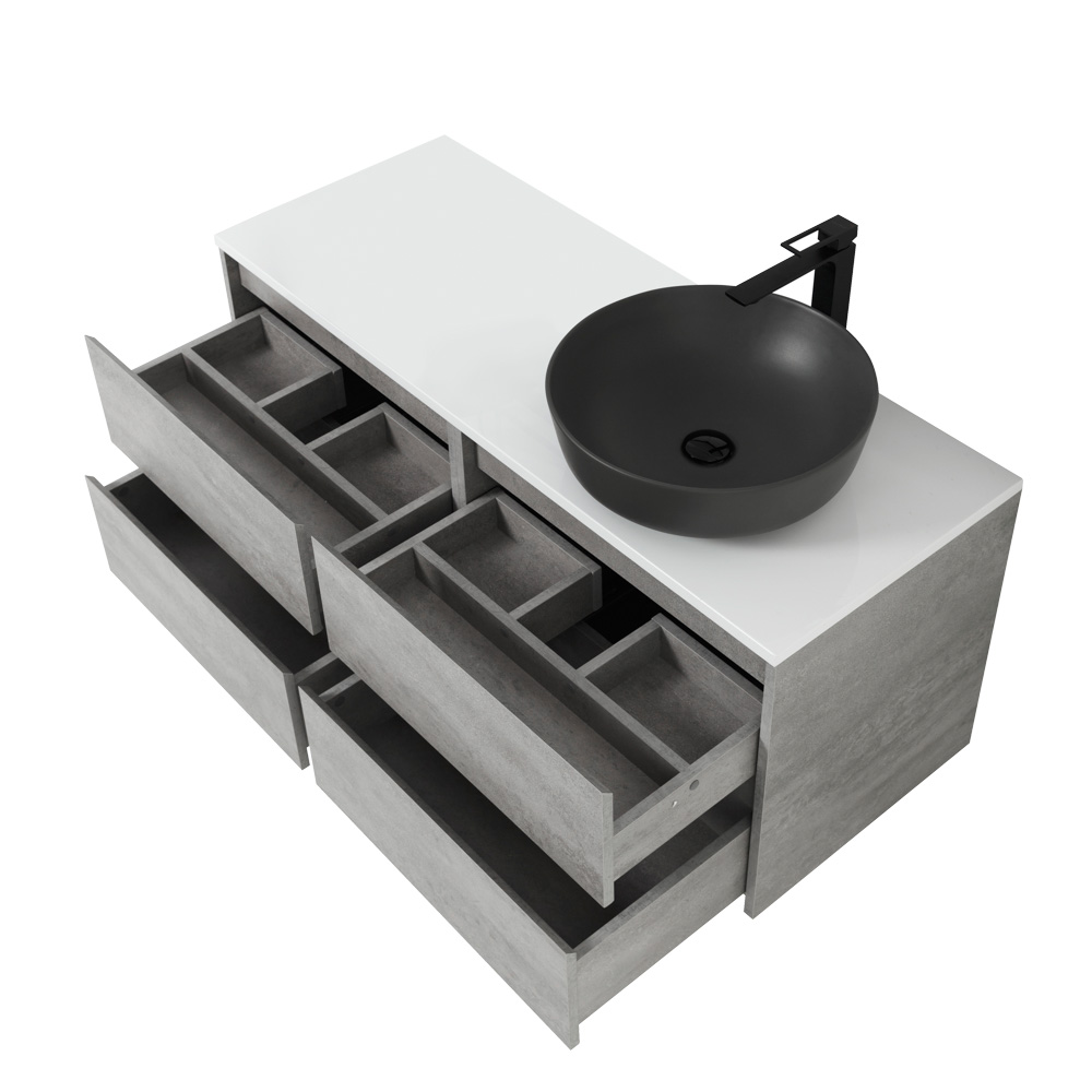 Приобрести belbagno тумба со столешницей kraft 120 см, подвесная cemento grigio, раковина справа