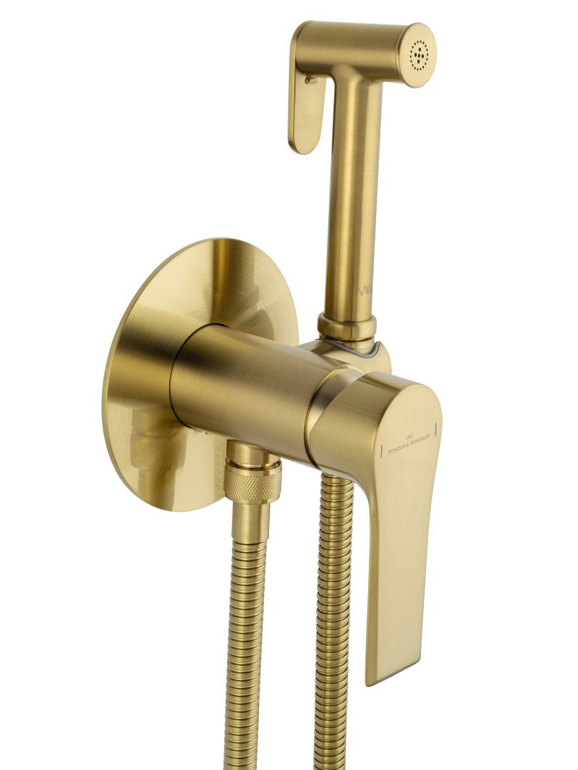 Приобрести смеситель с гигиеническим душем встраиваемый wonzon & woghand brilliant, брашированное золото (ww-88829079-bg)