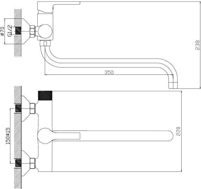 Приобрести haiba смеситель для ванны 220мм, хром hb-22652