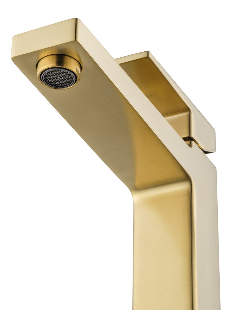 Приобрести смеситель для раковины высокий wonzon & woghand cube 2.0, брашированное золото (ww-88019068-bg)