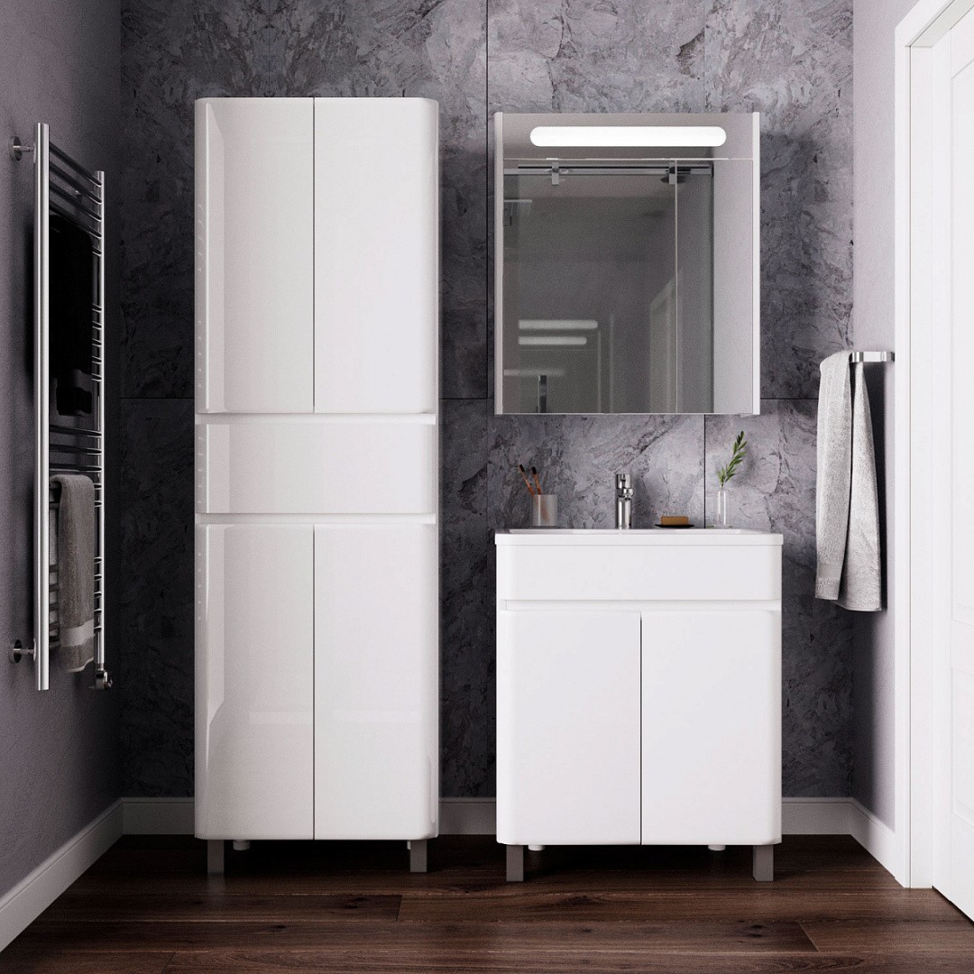 Приобрести тумба напольная итана roberto 70 с раковиной adel 70, белый глянец