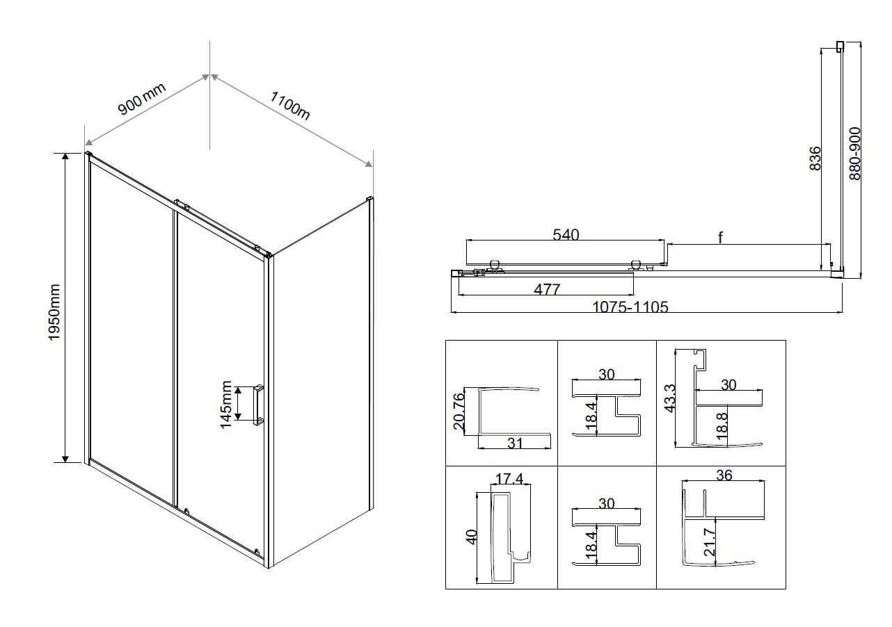 Приобрести vincea душевое ограждение city 90х110 см, прозрачное, хром vsr-5ct9011cl