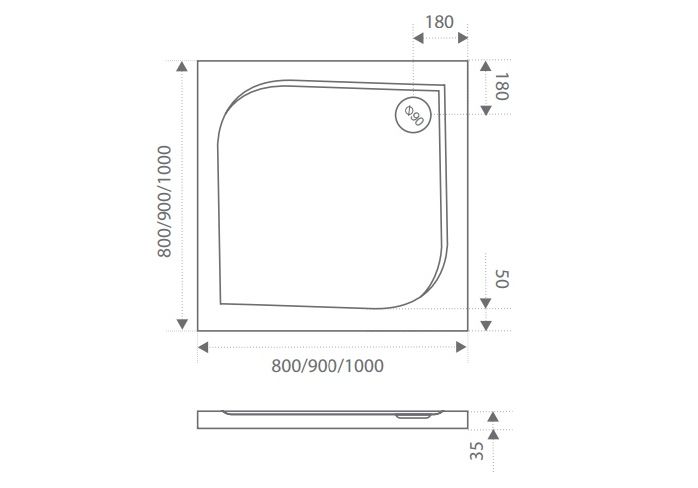 Приобрести поддон каменный bas квадро 100х100 см