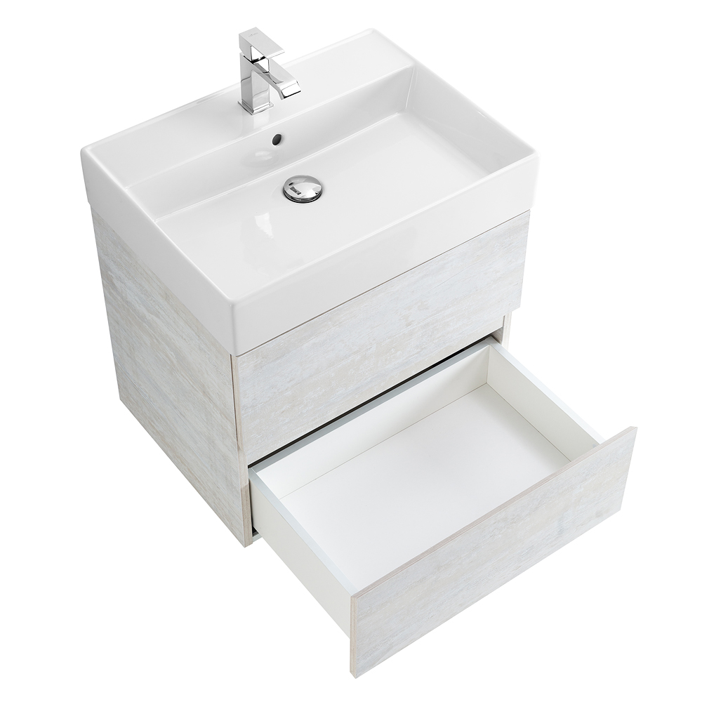 Приобрести cezares тумба подвесная с раковиной molveno 46 60 см legno bianco, белый глянец molveno 46-60-2c-so-lb