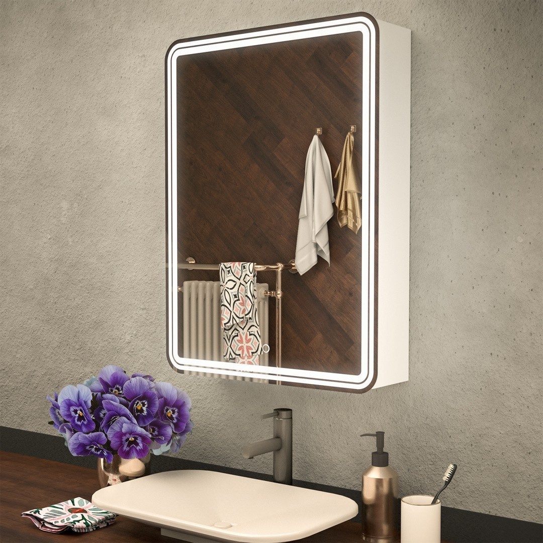 Приобрести azario зеркало-шкаф adriana 1л 600*800 с подсветкой, cs00066642