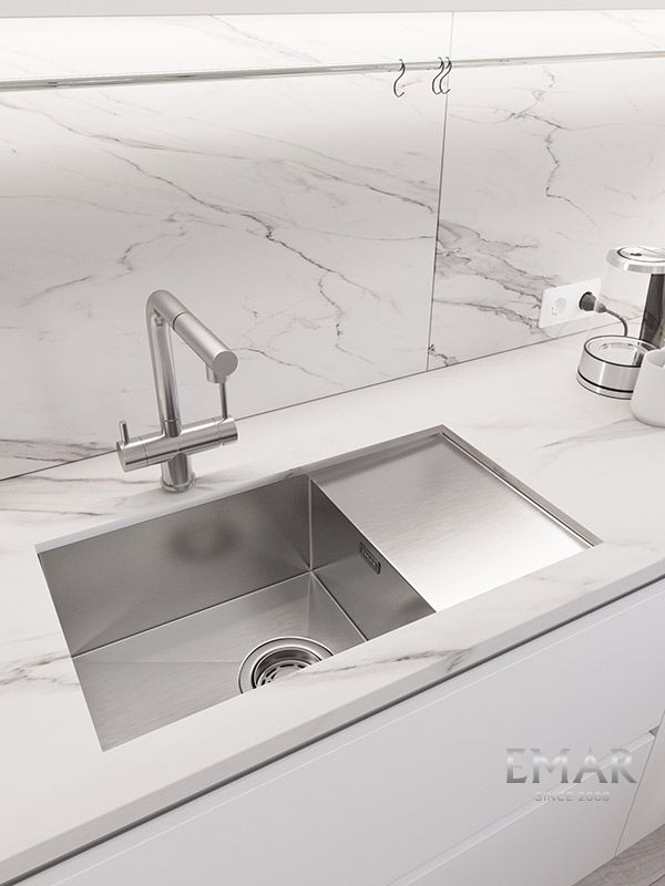 Приобрести emar кухонная мойка 70х40 см, сатин emb-124 pvd nano satine