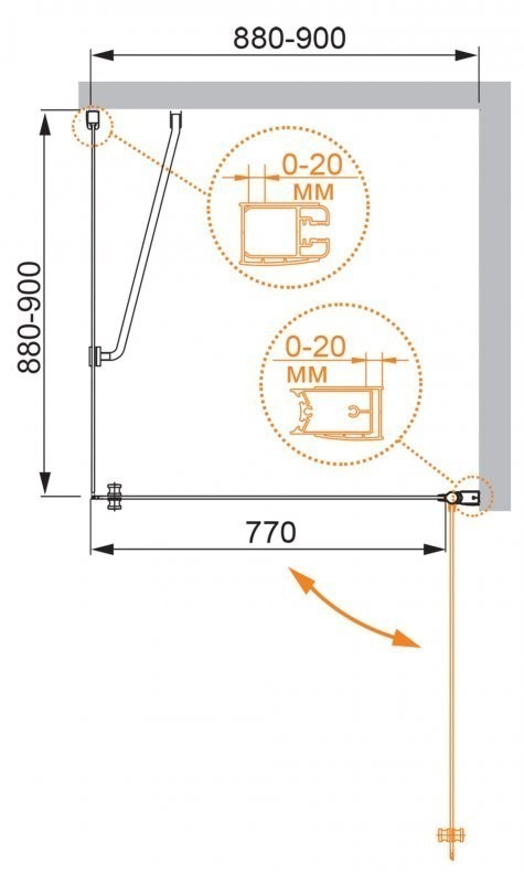 Приобрести cezares душевое ограждение elena 90-90см elena-w-a-1-90-p-cr-r