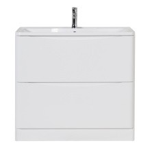 BelBagno Тумба с раковиной ACQUA 90 см, напольная Bianco Lucido, белая раковина