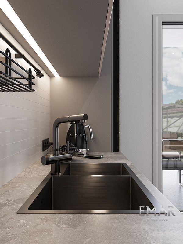 Приобрести emar смеситель для кухни, графит ес - 7026 pvd dark