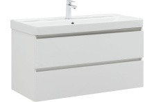 Aquanet Тумба с раковиной Вега 100 см, белая глянец