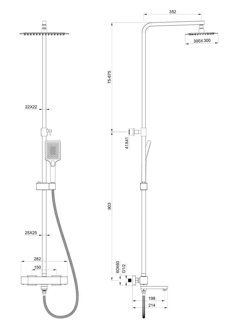 Приобрести душевая система с термостатом wonzon & woghand, хром (ww-88739901-cr)