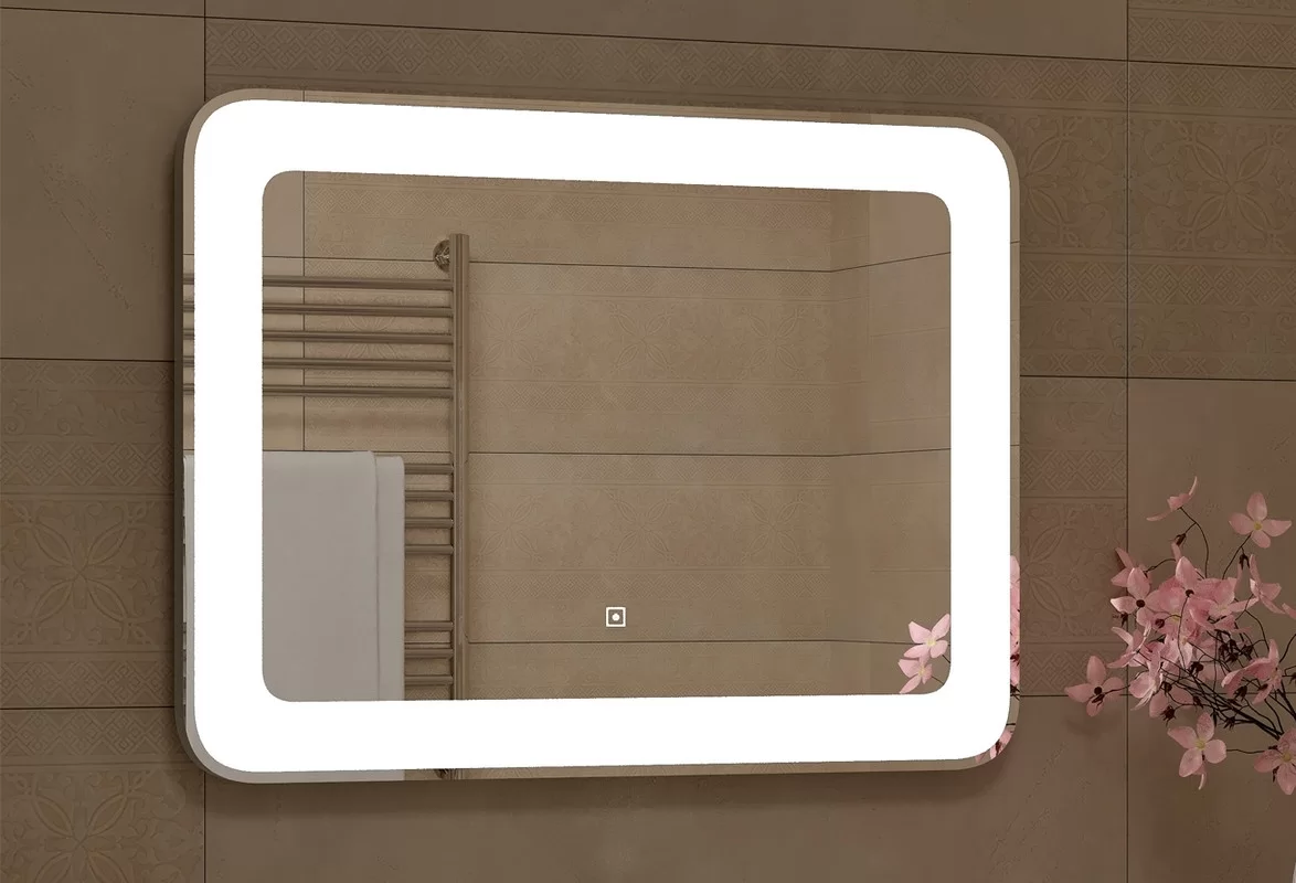 Приобрести continent зеркало с подсветкой velvette 90х70 см, белое