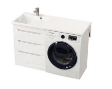 Mirsant Тумба напольная SOHO Quadro с раковиной столешницей Fly 2 120 см под стиральную машину, левая УТ000077618