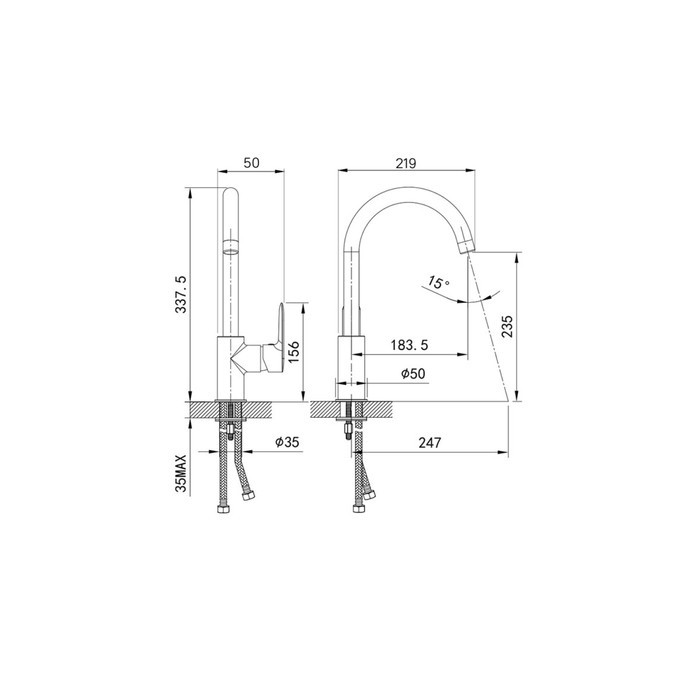 Приобрести iddis смеситель для кухни cuba 337,5мм, черный матовый cu5blj0i05
