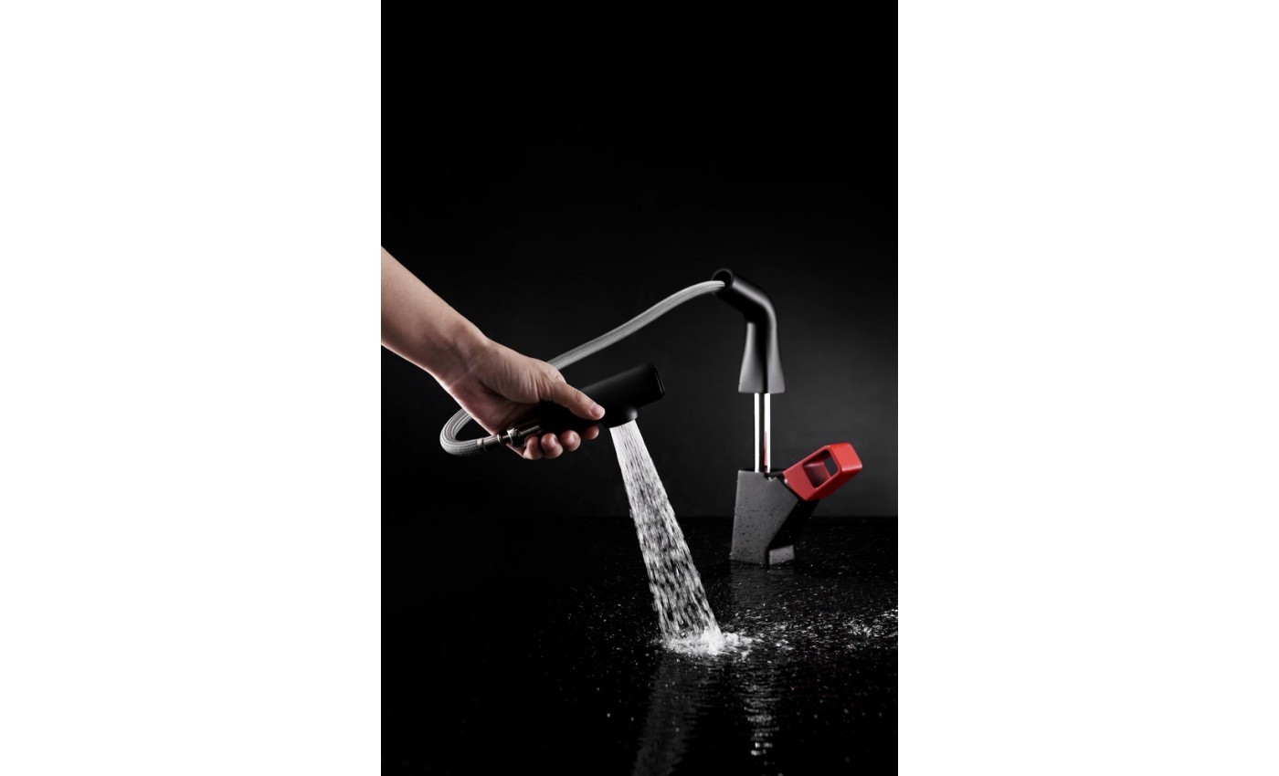 Приобрести lemark смеситель для кухни soul с вытяжным изливом, черный lm6008br