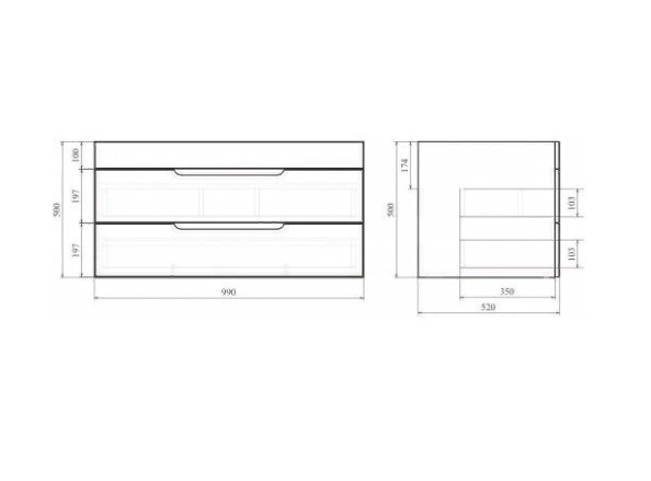 Приобрести mirsant тумба подвесная soho quadro 100\2 100 см с раковиной deep-100 ут000086058